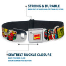 MARVEL COMICS Marvel Comics Logo Full Color Seatbelt Buckle Collar - MARVEL/Retro Comic Panels Black/Yellow