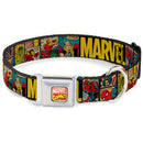 MARVEL COMICS Marvel Comics Logo Full Color Seatbelt Buckle Collar - MARVEL/Retro Comic Panels Black/Yellow