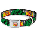 MARVEL COMICS Marvel Comics Logo Full Color Seatbelt Buckle Collar - THE INCREDIBLE HULK Action Poses/Stacked Comics