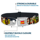 Marvel Comics Logo Full Color Seatbelt Buckle Collar - 5-Classic Luke Cage Comic Scene Blocks