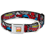 MARVEL COMICS Marvel Comics Logo Full Color Seatbelt Buckle Collar - THE AMAZING SPIDER-MAN Stacked Comic Books/Action Poses