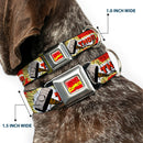 MARVEL COMICS Marvel Comics Logo Full Color Seatbelt Buckle Collar - THOR & Hammer Red/Yellow/White