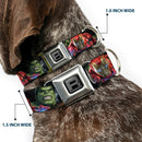 AVENGERS Block Logo Full Color Black/White Seatbelt Buckle Collar - 7-Vivid Avengers Action Poses