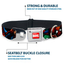 MARVEL Full Color Red/White Seatbelt Buckle Collar - Marvel Universe Superheroes Stacked