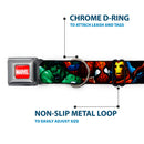 MARVEL Full Color Red/White Seatbelt Buckle Collar - Marvel Universe Superheroes Stacked