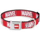 MARVEL Full Color Red/White Seatbelt Buckle Collar - MARVEL Red Brick Logo Red/White