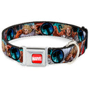 MARVEL UNIVERSE MARVEL Full Color Red White Seatbelt Buckle Collar - Astonishing Thor #3 Poses/Hammer Logo