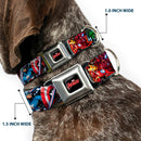 MARVEL AVENGERS Logo Full Color Black/Red/White Seatbelt Buckle Collar - Marvel Avengers Superhero/Villain Poses