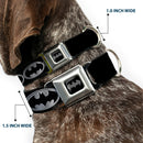 Batman Black Silver Seatbelt Buckle Collar - Batman Shield Black/Silver