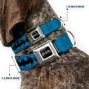 Batman Black Silver Seatbelt Buckle Collar - Bat Signal-3 Blue/Black/Blue