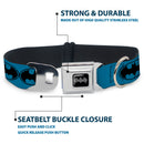 Batman Black Silver Seatbelt Buckle Collar - Bat Signal-3 Blue/Black/Blue