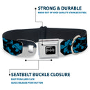 Batman Black/Silver Seatbelt Buckle Collar - Bat Signals Stacked Blue/Black