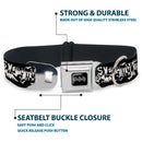 Batman Black Silver Seatbelt Buckle Collar - Batman Action Verbiage Black/White