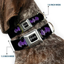 Batman Black Silver Seatbelt Buckle Collar - Batman Signal Black/Purple Plaid