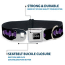 Batman Black Silver Seatbelt Buckle Collar - Batman Signal Black/Purple Plaid