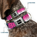 Batman Black/Silver Seatbelt Buckle Collar - BATGIRL Bubble Letters w/Stars Pink/White