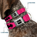 Batman Black Silver Seatbelt Buckle Collar - Bat Signal-3 Fuchsia/Black/Fuchsia