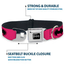 Batman Black Silver Seatbelt Buckle Collar - Bat Signal-3 Fuchsia/Black/Fuchsia