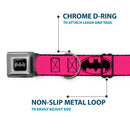 Batman Black Silver Seatbelt Buckle Collar - Bat Signal-3 Fuchsia/Black/Fuchsia