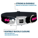 Batman Black Silver Seatbelt Buckle Collar - Batman Signal Black/Fuchsia