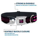 Batman Shield Full Color Black/Hot Pink Seatbelt Buckle Collar - Batman Shield/Chainlink Black/Hot Pink