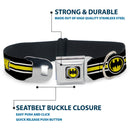 Bat Signal Black/White/Yellow Seatbelt Buckle Collar - BATMAN/Bat Signal Triple Stripe Black/White/Yellow