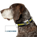 Bat Signal Black/White/Yellow Seatbelt Buckle Collar - BATMAN/Bat Signal Triple Stripe Black/White/Yellow