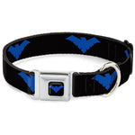 Nightwing Logo Full Color Black Blue Seatbelt Buckle Collar - Nightwing Logo Black/Blue