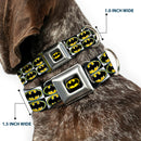 Batman Full Color Black Yellow Seatbelt Buckle Collar - Batman Shield Checkers