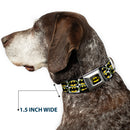 Batman Full Color Black Yellow Seatbelt Buckle Collar - Batman Shield Checkers