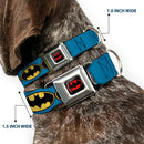 Batman Full Color Black Yellow Seatbelt Buckle Collar - Bat Signal-3 Blue/Black/Yellow