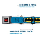 Batman Full Color Black Yellow Seatbelt Buckle Collar - Bat Signal-3 Blue/Black/Yellow