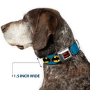 Batman Full Color Black Yellow Seatbelt Buckle Collar - Bat Signal-3 Blue/Black/Yellow