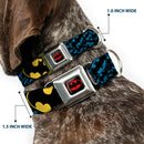 Batman Full Color Black Yellow Seatbelt Buckle Collar - Bat Signals Stacked w/CLOSE-UP Blue/Black/Yellow