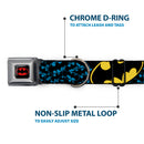 Batman Full Color Black Yellow Seatbelt Buckle Collar - Bat Signals Stacked w/CLOSE-UP Blue/Black/Yellow