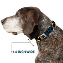 Batman Full Color Black Yellow Seatbelt Buckle Collar - Bat Signals Stacked w/CLOSE-UP Blue/Black/Yellow