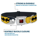 Batman Full Color Black Yellow Seatbelt Buckle Collar - Bat Signal-3 Yellow/Black/Yellow