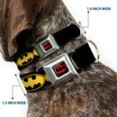 Batman Full Color Black Yellow Seatbelt Buckle Collar - Bat Signal-3 Black/Yellow/Black