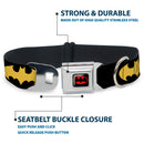 Batman Full Color Black Yellow Seatbelt Buckle Collar - Bat Signal-1 Black/Yellow