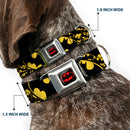 Batman Full Color Black Yellow Seatbelt Buckle Collar - Bat Signals Stacked w/CLOSE-UP Yellow/Black