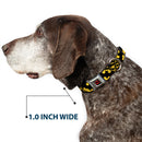 Batman Full Color Black Yellow Seatbelt Buckle Collar - Bat Signals Stacked w/CLOSE-UP Yellow/Black