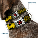 Batman Full Color Black Yellow Seatbelt Buckle Collar - Batman Shield CLOSE-UP Sketch Black/Yellow