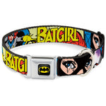 Batman Full Color Black Yellow Seatbelt Buckle Collar - BATGIRL in Action w/Face CLOSE-UP