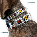 Batman Full Color Black Yellow Seatbelt Buckle Collar - Batman & Robin Blocks White