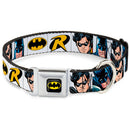 Batman Full Color Black Yellow Seatbelt Buckle Collar - Batman & Robin Blocks White