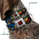 Batman Full Color Black Yellow Seatbelt Buckle Collar - Batman & Robin in Action w/Text Black