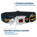 Batman Full Color Black Yellow Seatbelt Buckle Collar - Batman & Robin in Action w/Text Black