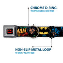 Batman Full Color Black Yellow Seatbelt Buckle Collar - Batman & Robin in Action w/Text Black