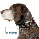 Batman Full Color Black Yellow Seatbelt Buckle Collar - Batman & Robin in Action w/Text Black