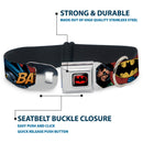 Batman Full Color Black Yellow Seatbelt Buckle Collar - Batman & Robin in Action w/Text Burgundy